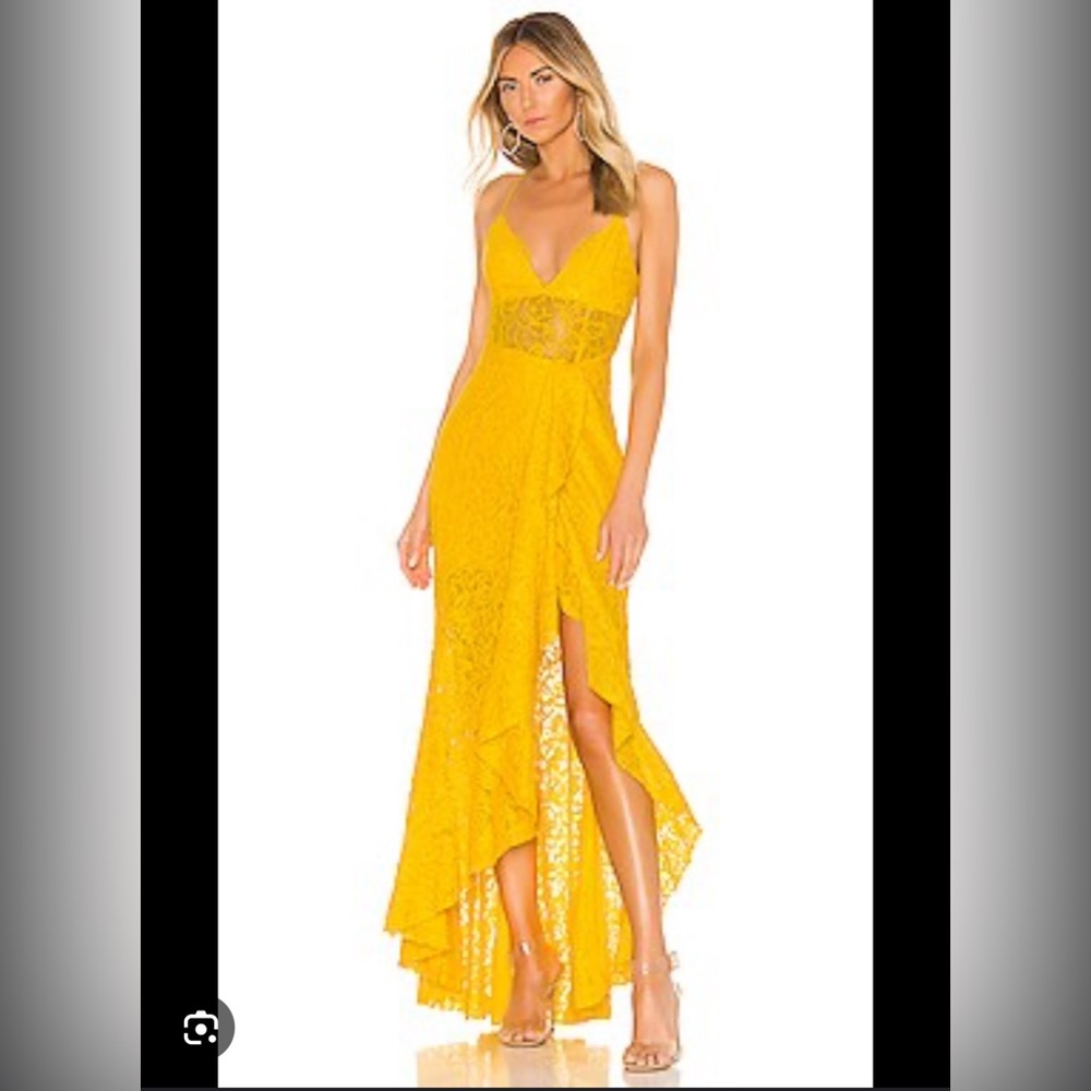 NBD Yellow Lace Maxi Dress